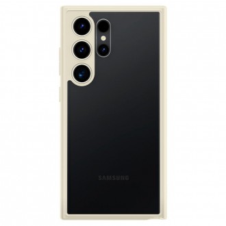 Itin tvirtas skaidrus dėklas kreminės spalvos kraštais "Spigen Ultra Hybrid" telefonui Samsung Galaxy S24 Ultra