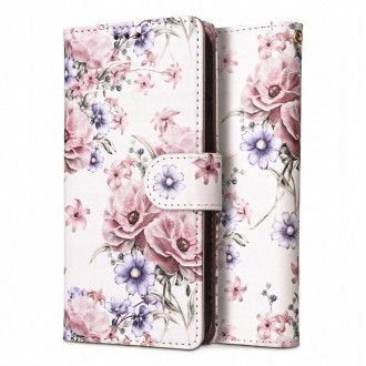 Gėlėtas atverčiamas dėklas "Tech-Protect Wallet Garden Violet" telefonui Galaxy A55 5G