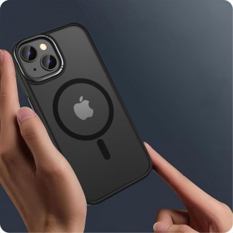Juodos spalvos permatomas/matinis dėklas "Tech-Protect Magmat ”2” Magsafe" telefonui iPhone 15 