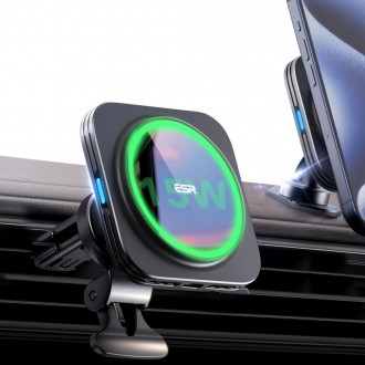 Telefono laikiklis "ESR Halolock Magnetic Magsafe Vent Car Mount Wireless Charger QI2 15W" juodas