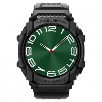 Juodos spalvos sportinio stiliaus apyrankė/dėklas "Spigen Rugged Armor Pro" laikrodžiui Galaxy Watch Ultra (47 MM)