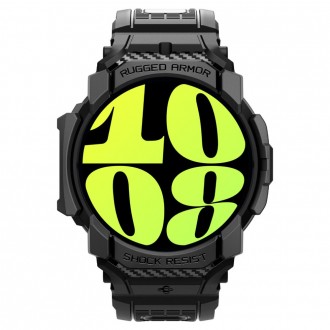 Juodos spalvos sportinio stiliaus apyrankė/dėklas "Spigen Rugged Armor Pro" laikrodžiui Samsung Galaxy Watch 7 (40 MM)