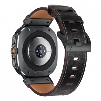 Juodos spalvos odinė apyrankė "Tech-Protect Delta Pro" laikrodžiui Samsung Galaxy Watch Ultra (47 MM) 