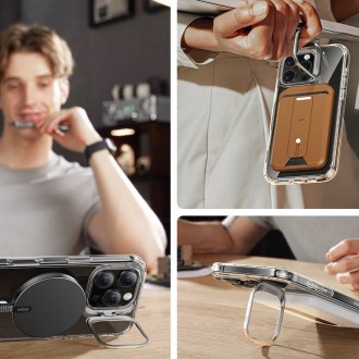 Skaidrus dėklas/stovas+stikliukas "Esr Classic Hybrid Kickstand Halolock Magsafe & Tempered Glass" telefonui Apple iPhone 16 Pro