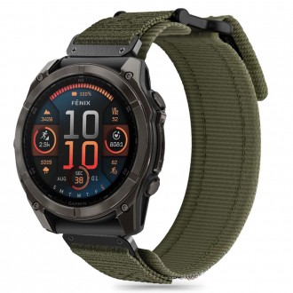Žalios spalvos tekstilinis dirželis "Tech-Protect Scout Pro" laikrodžiui Garmin Fenix 5X / 5X PLUS / 6X / 6X PRO / 7X / 8 (51 MM)