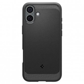 Juodas tekstūrinis dėklas "Spigen Rugged Armor Mag Magsafe" telefonui Apple iPhone 16 Plus