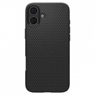 Juodas originalios tekstūros dėklas "Spigen Liquid Air" telefonui Apple iPhone 16 