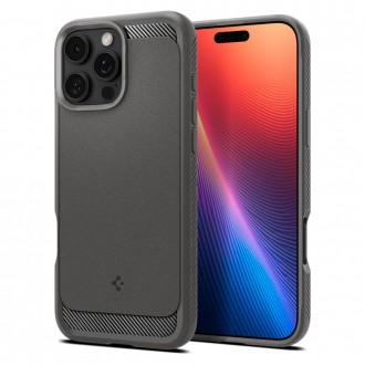 Pilkas tekstūrinis dėklas "Spigen Rugged Armor Mag Magsafe" telefonui Apple iPhone 16 Pro 