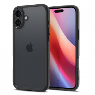 Itin tvirtas skaidrus dėklas juodais kraštais "Spigen Ultra Hybrid" telefonui Apple iPhone 16 