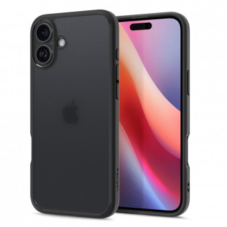 Itin tvirtas pusiau skaidrus juodos spalvos dėklas "Spigen Ultra Hybrid" telefonui Apple iPhone 16 