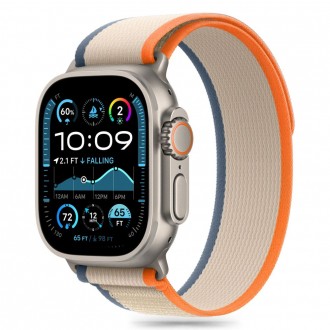 Kreminės spalvos tekstilinis dirželis "Tech-Protect Nylon Stripe" laikrodžiui Apple Watch 6 / 7 / 8 / 9 / 10 / SE / ULTRA 1 / 2 (44 / 45 / 46 / 49 MM)