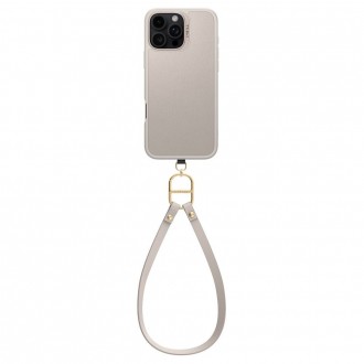 Kreminės spalvos išskirtinio dizaino matinis dėklas su dirželiu "Spigen Cyrill Kajuk Classic Charm Mag Magsafe" telefonui Apple iPhone 16 Pro 