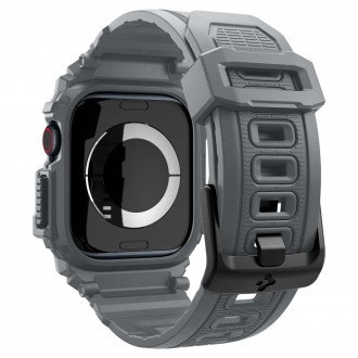 Pilkos spalvos sportinio stiliaus apyrankė/dėklas "Spigen Rugged Armor Pro" laikrodžiui Apple Watch 10 (46 MM)