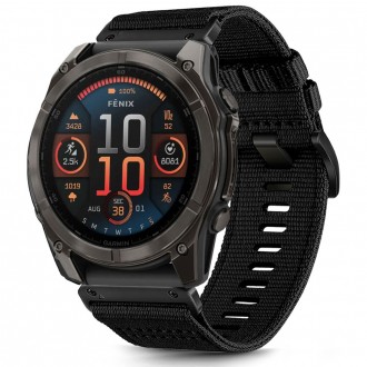 Juodas tekstilinis dirželis "Tech-Protect Nylon Classic" laikrodžiui Garmin Fenix 5X / 5X PLUS / 6X / 6X PRO / 7X / 8 (51 MM) 