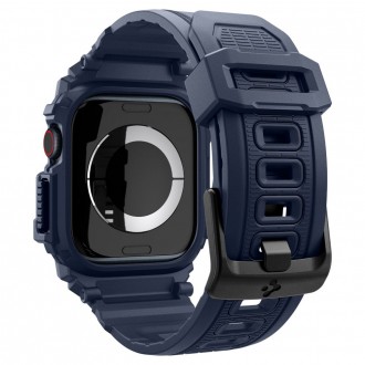Mėlyna sportinio stiliaus apyrankė/dėklas "Spigen Rugged Armor Pro" laikrodžiui Apple Watch 10 (46 MM)
