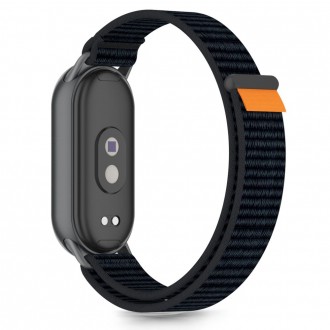 Juodas tekstilinis dirželis "Tech-Protect Nylon Stripe" laikrodžiui Xiaomi Smart Band 8 / 9 / 10 / NFC