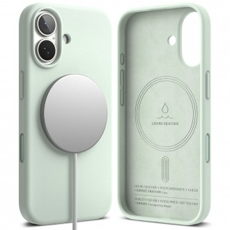 Mėtinės spalvos dėklas "Ringke Silicone Magnetic Magsafe" telefonui Apple iPhone 17