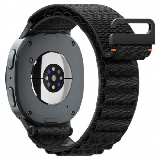 Juoda tekstilinė apyrankė "Spigen WBF1 Band" laikrodžiui Samsung Galaxy 8 / 9 / CLASSIC (40 / 44 / 46 MM)