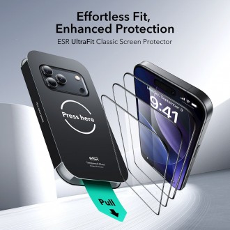 Apsauginis stikliukas juodais kraštais ESR ULTRAFIT TEMPERED GLASS 2-PACK (2-vnt.) telefonui Apple IPhone 17 PRO MAX / 18 PRO MAX