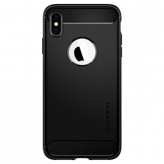 Juodas dėklas Spigen "Rugged Armor" telefonui Apple iPhone X / XS 