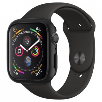 Juodas dėklas Spigen "Thin Fit" laikrodžiui Apple Watch 4/5/6/SE (44MM)