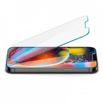 Skaidrus apsauginis grūdintas stiklas "Spigen Glas.Tr Slim" telefonui iPhone 13 / 13 PRO / 14