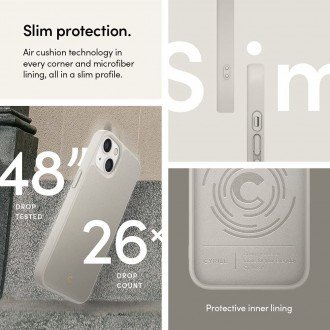 Kreminis šiurkščios odos tekstūros dėklas "Spigen Cyrill Leather Brick" telefonui iPhone 13 