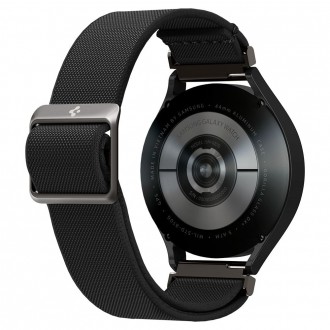 Juodas tekstilinis dirželis "SPIGEN FIT LITE" laikrodžiui Samsung Watch 4 / 5 / 5 PRO 6 (40 / 42 / 44 / 45 / 46 MM)