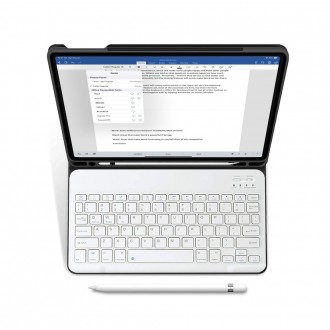 Juodas atverčiamas dėklas su klaviatūra TECH-PROTECT SC PEN + KEYBOARD skirtas iPad Air 4 2020 / 5 2022