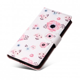 Gėlėtas atverčiamas dėklas "TECH-PROTECT WALLET BLOOM WHITE" telefonui Galaxy A13 4G / LTE