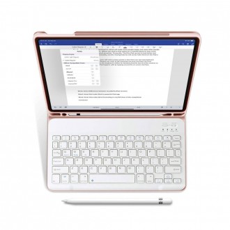 Rožinis atverčiamas dėklas su klaviatūra TECH-PROTECT SC PEN + KEYBOARD skirtas iPad 10.9 2022