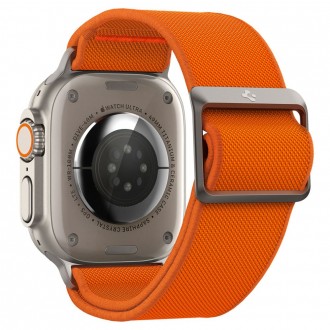 Oranžinės spalvos tekstilinis dirželis "Spigen Fit Lite Ultra" laikrodžiui Apple Watch 4 / 5 / 6 / 7 / 8 / 9 / 10 / SE / ULTRA 1 / 2 (44 / 45 / 46 / 49 MM)