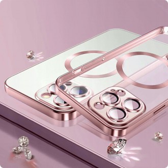Skaidrus dėklas su auksinėmis detalėmis "Tech-Protect Magshine Magsafe" telefonui iPhone 12 Pro Max
