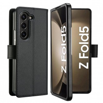 Juodas atverčiamas dėklas "Tech-Protect Wallet" telefonui Samsung Galaxy Z Fold 5