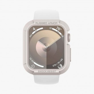 Smėlio spalvos dėklas "Spigen Rugged Armor" laikrodžiui Apple Watch 4 / 5 / 6 / 7 / 8 / 9 / SE (44 / 45 MM)