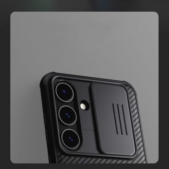 Juodas dėklas su kameros apsauga "Nillkin Camshield Pro" telefonui Samsung Galaxy S24 Plus