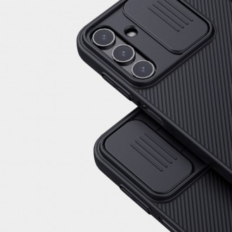 Juodas dėklas su kameros apsauga "Nillkin Camshield" telefonui Samsung Galaxy A15 4G / 5G