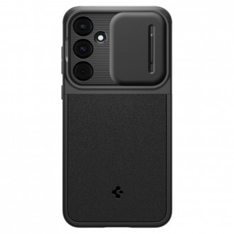 Juodas tekstūrinis dėklas su kameros apsauga "Spigen Optik Armor" telefonui Samsung Galaxy A55 5G