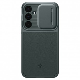 Žalias tekstūrinis dėklas su kameros apsauga "Spigen Optik Armor" telefonui Samsung Galaxy A55 5G
