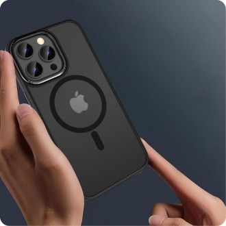 Juodos spalvos permatomas/matinis dėklas "Tech-Protect Magmat ”2” Magsafe" telefonui iPhone 15 Pro Max