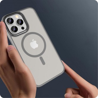 Titano spalvos permatomas/matinis dėklas "Tech-Protect Magmat ”2” Magsafe" telefonui iPhone 15 Pro Max