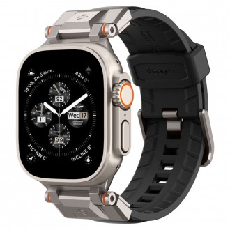 Juoda ayrankė su metalinėmis detalėmis „Spigen DuraPro Armor PU" laikrodžiui Apple Watch 6 / 7 / 8 / 9 / 10 / SE / ULTRA 1 / 2 (44 / 45 / 46 / 49 MM)