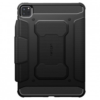 Juodas tekstūrinis dėklas "Spigen Rugged Armor Pro" planšetei Ipad Pro 11 5 / 2024