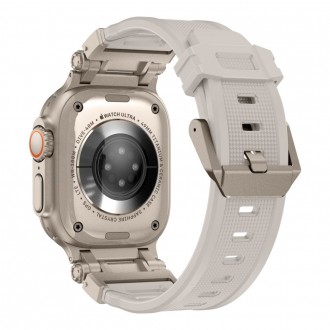 Kreminės spalvos apyrankė "Tech-Protect Delta Pro" laikrodžiui Apple Watch 4 / 5 / 6 / 7 / 8 / 9 / SE / ULTRA 1 / 2 (42 / 44 / 45 / 49 MM)