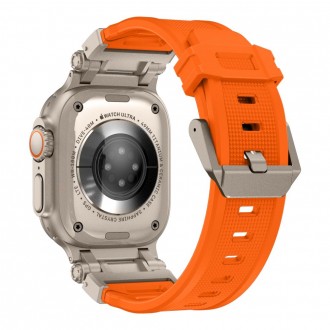 Oranžinė/Titano apyrankė "Tech-Protect Delta Pro" laikrodžiui Apple Watch 4 / 5 / 6 / 7 / 8 / 9 / 10 / SE / ULTRA 1 / 2 (44 / 45 / 46 / 49 MM)