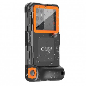 Juodas/Oranžinins nardymo dėklas "Tech-Protect IPX8 Universal Diving Waterproof Case"