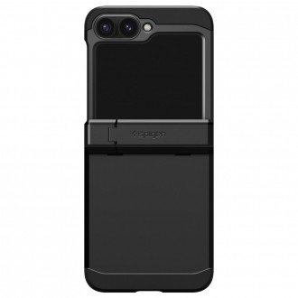 Juodas dviejų sluoksniu dėklas/stovas "Spigen Tough Armor Pro" telefonui Samsung Galaxy Z Flip 6