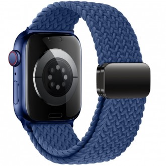 Mėlynos spalvos tekstilinis dirželis "Tech-Protect Nylonmag" laikrodžiui Apple Watch 4 / 5 / 6 / 7 / 8 / 9 / 10 / SE / ULTRA 1 / 2 (44 / 45 / 46 / 49 MM)