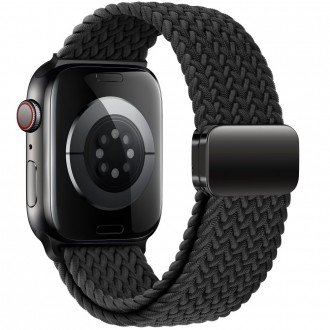 Juodos spalvos tekstilinis dirželis "Tech-Protect Nylonmag" laikrodžiui Apple Watch 4 / 5 / 6 / 7 / 8 / 9 / 10 / SE / ULTRA 1 / 2 (44 / 45 / 46 / 49 MM)