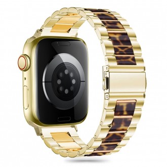 Leopardinė/aukso spalvos "Tech-Protect Modern" apyrankė Apple Watch 4 / 5 / 6 / 7 / 8 / 9 / 10 / SE (40 / 41 / 42 MM)